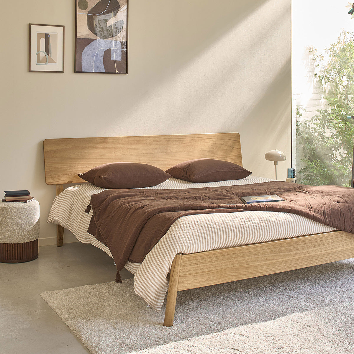 MAIA - Lit en bois de mindi 180 cm avec sommier