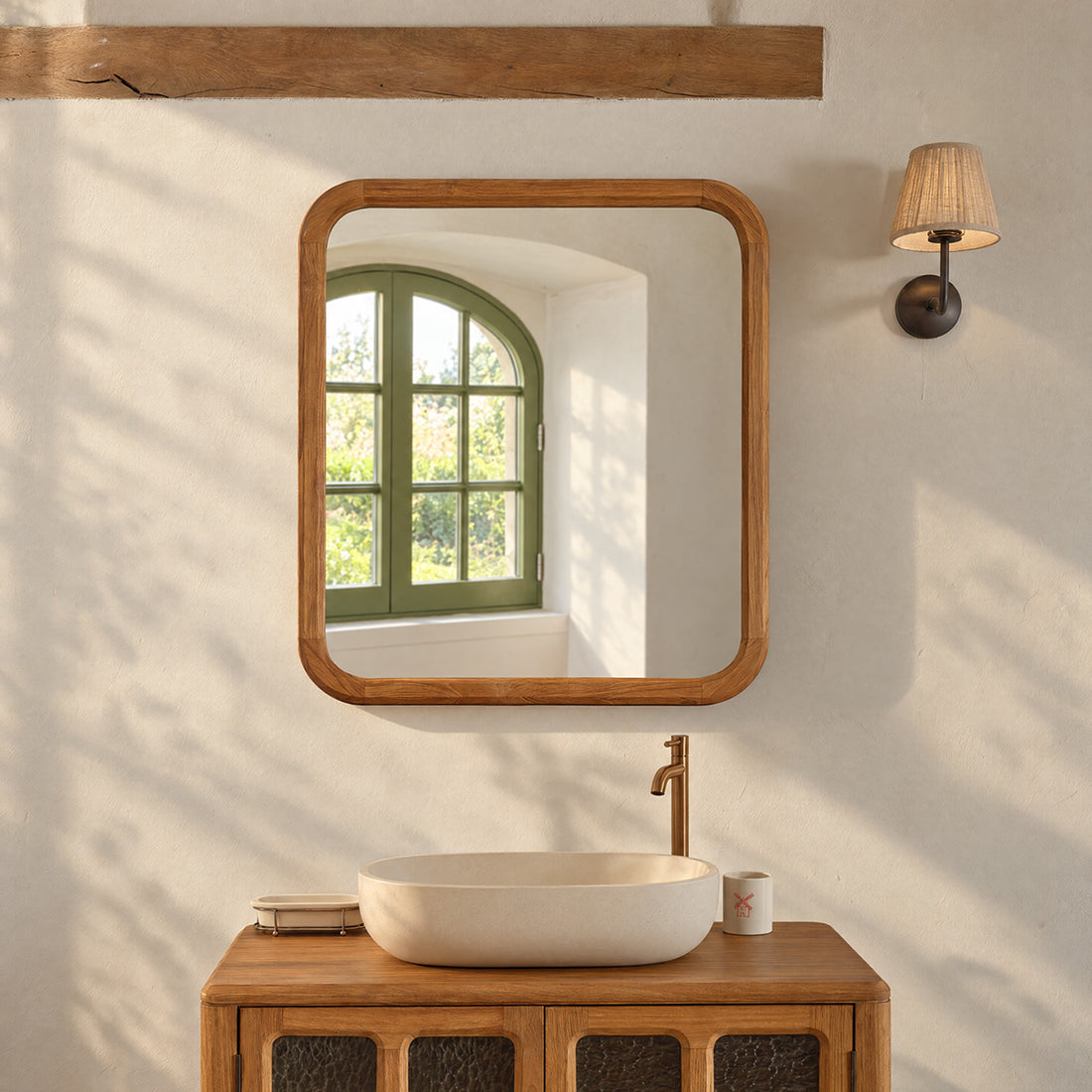 VELDE - Miroir en teck recyclé 80x70cm