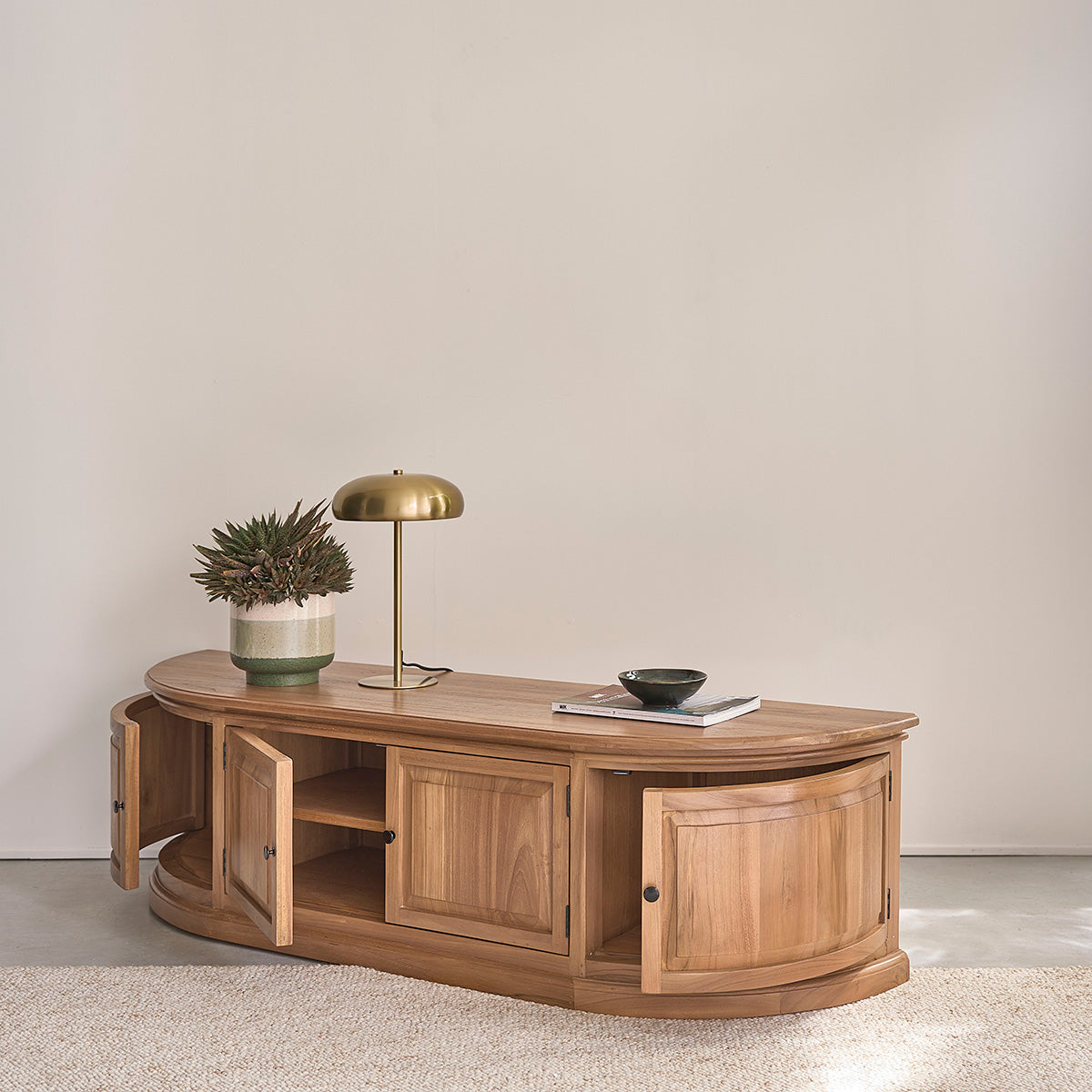 DOMAINE - Meuble TV en bois de teck 160 cm