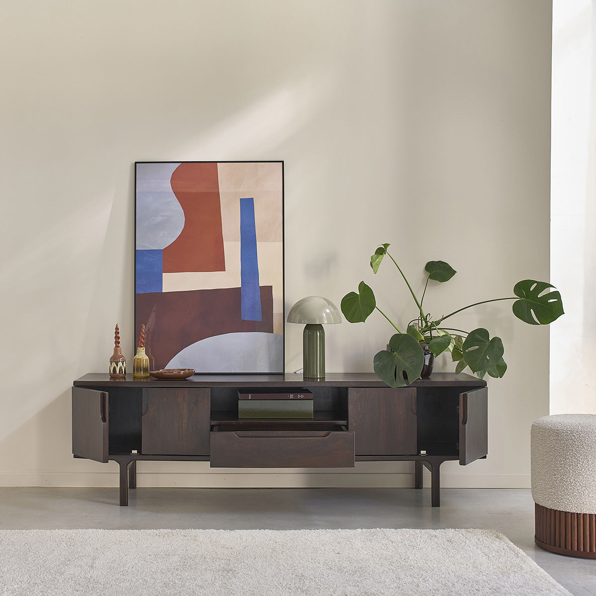 LAZARE - Meuble TV en manguier massif 180 cm