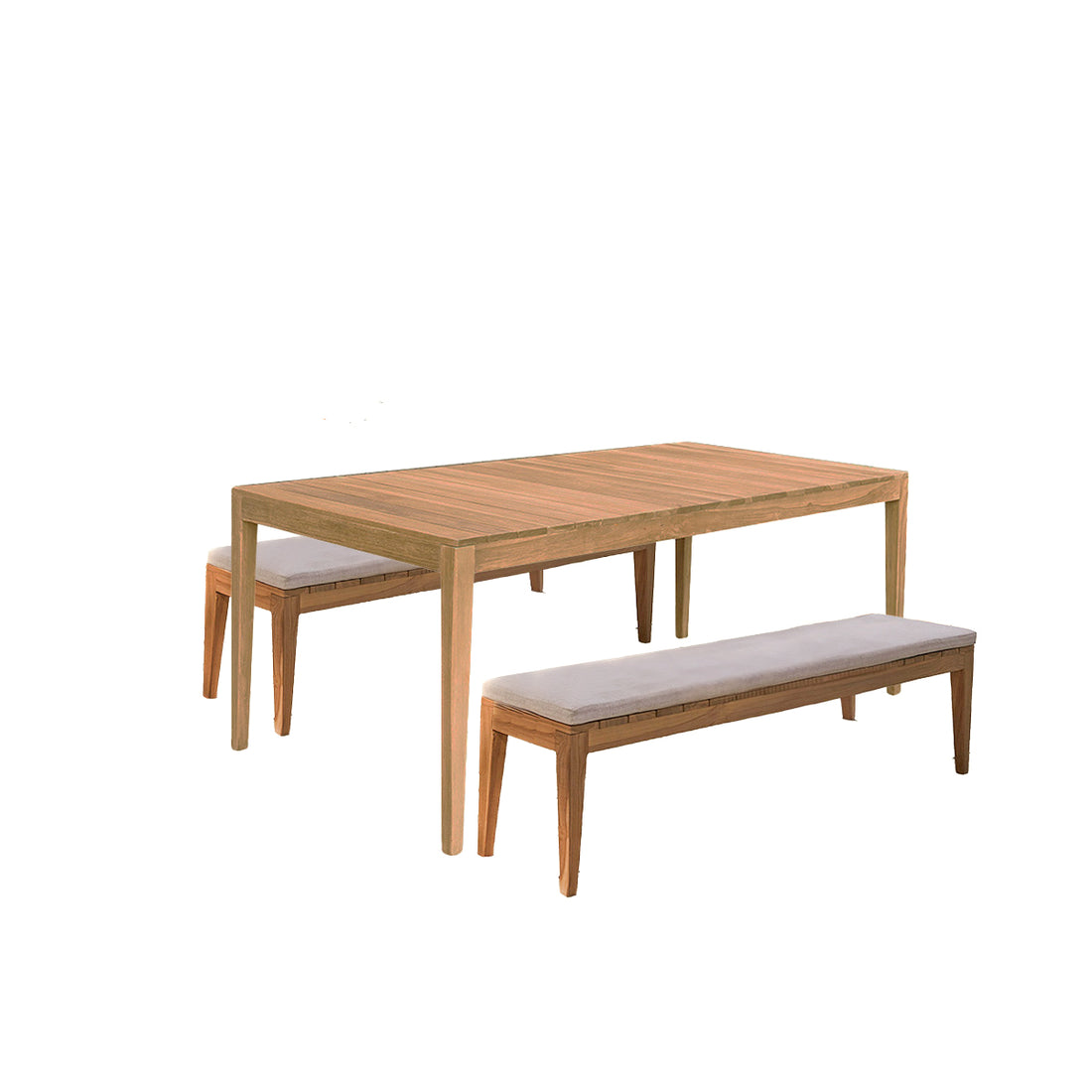 BARI - Salon de jardin en teck massif 6/8 pers. coussins inclus