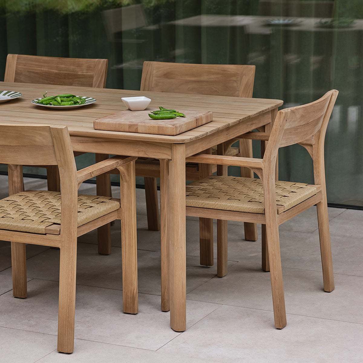 PIANA - Salon de jardin en teck massif et rotin 6 pers.