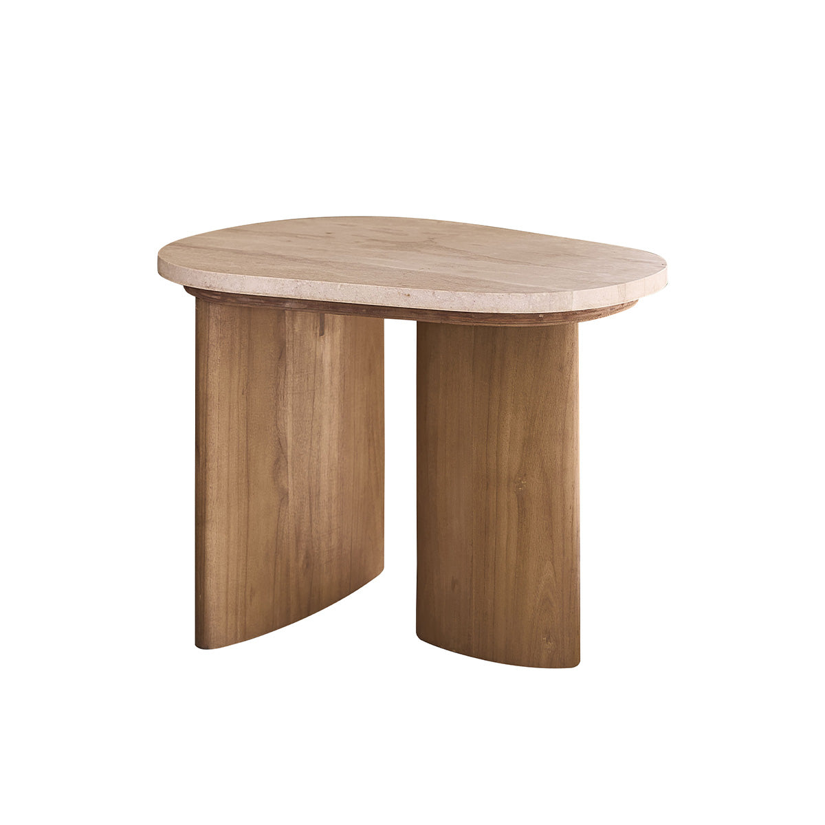 CALMA - Table d'appoint en teck massif et marbre organique