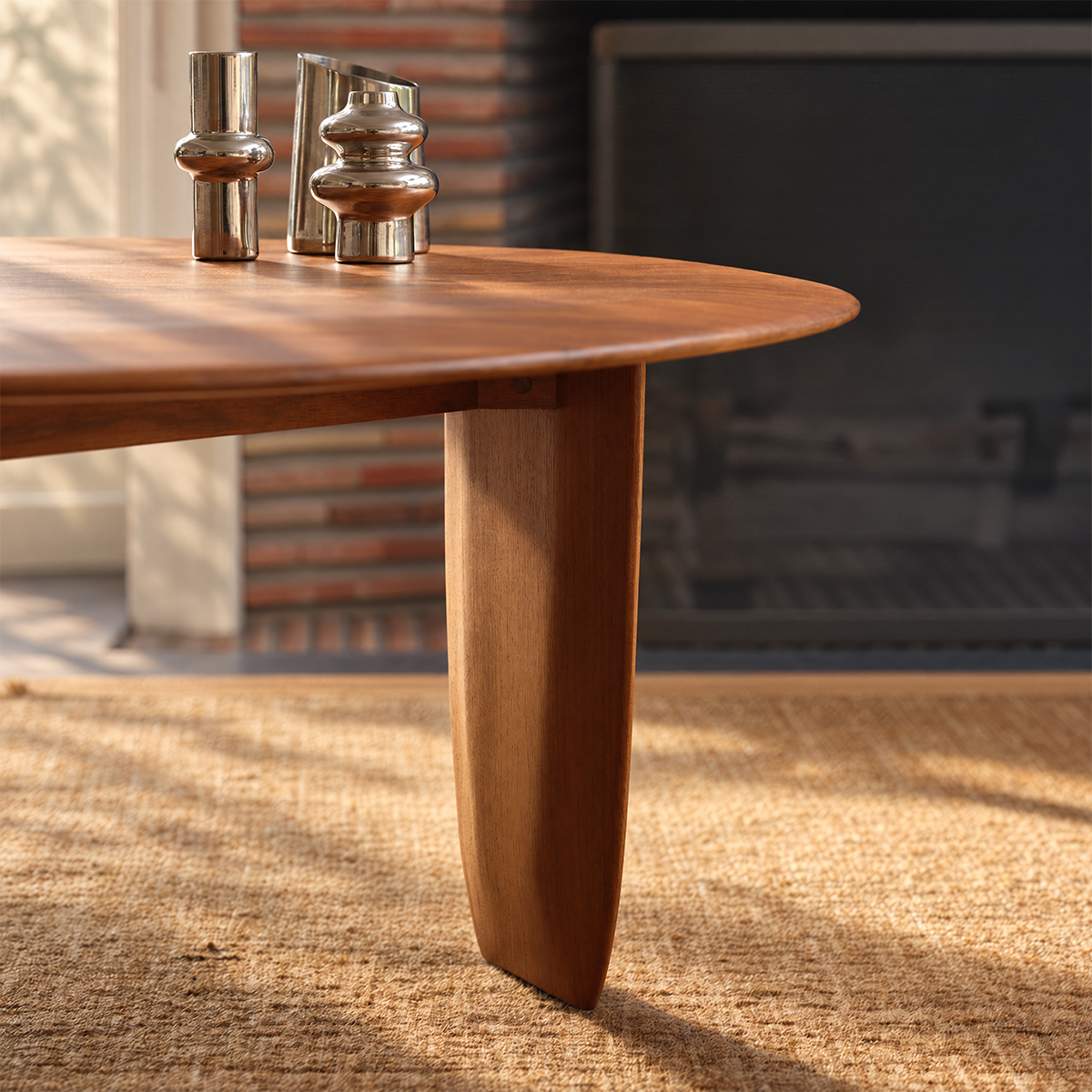 JEANNE - Table basse ronde en teck massif Ø 85 cm