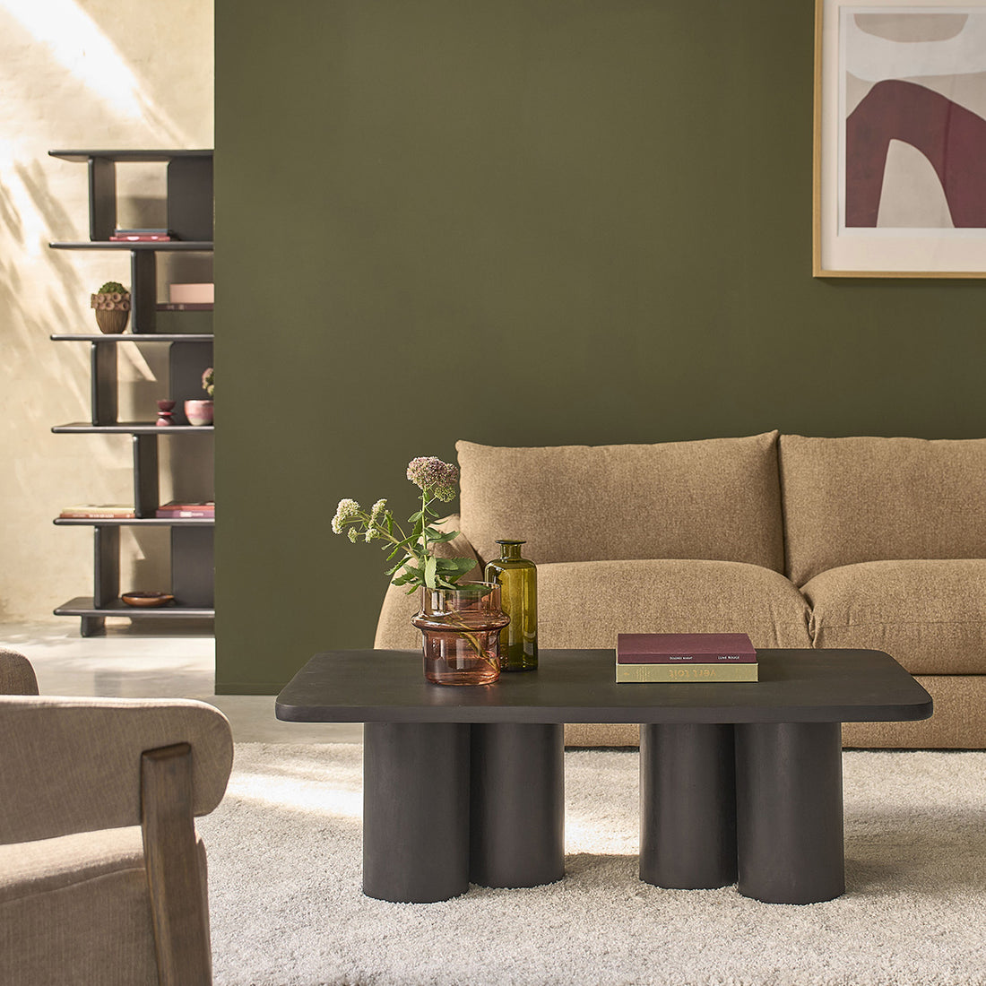CLEO - Table basse en manguier massif noir 120 cm