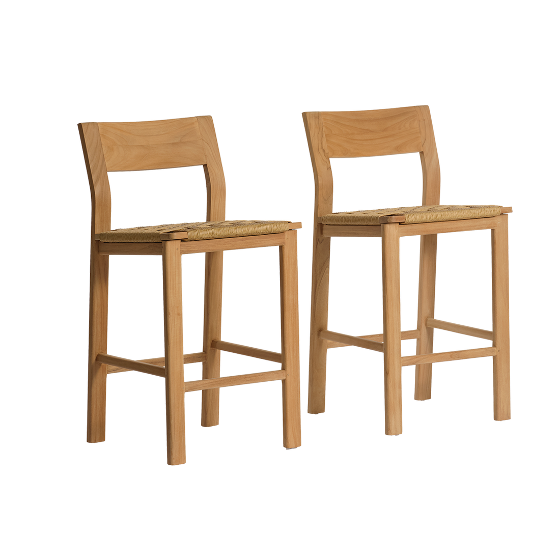 PIANA - Chaise de bar jardin en teck massif (lot de 2)