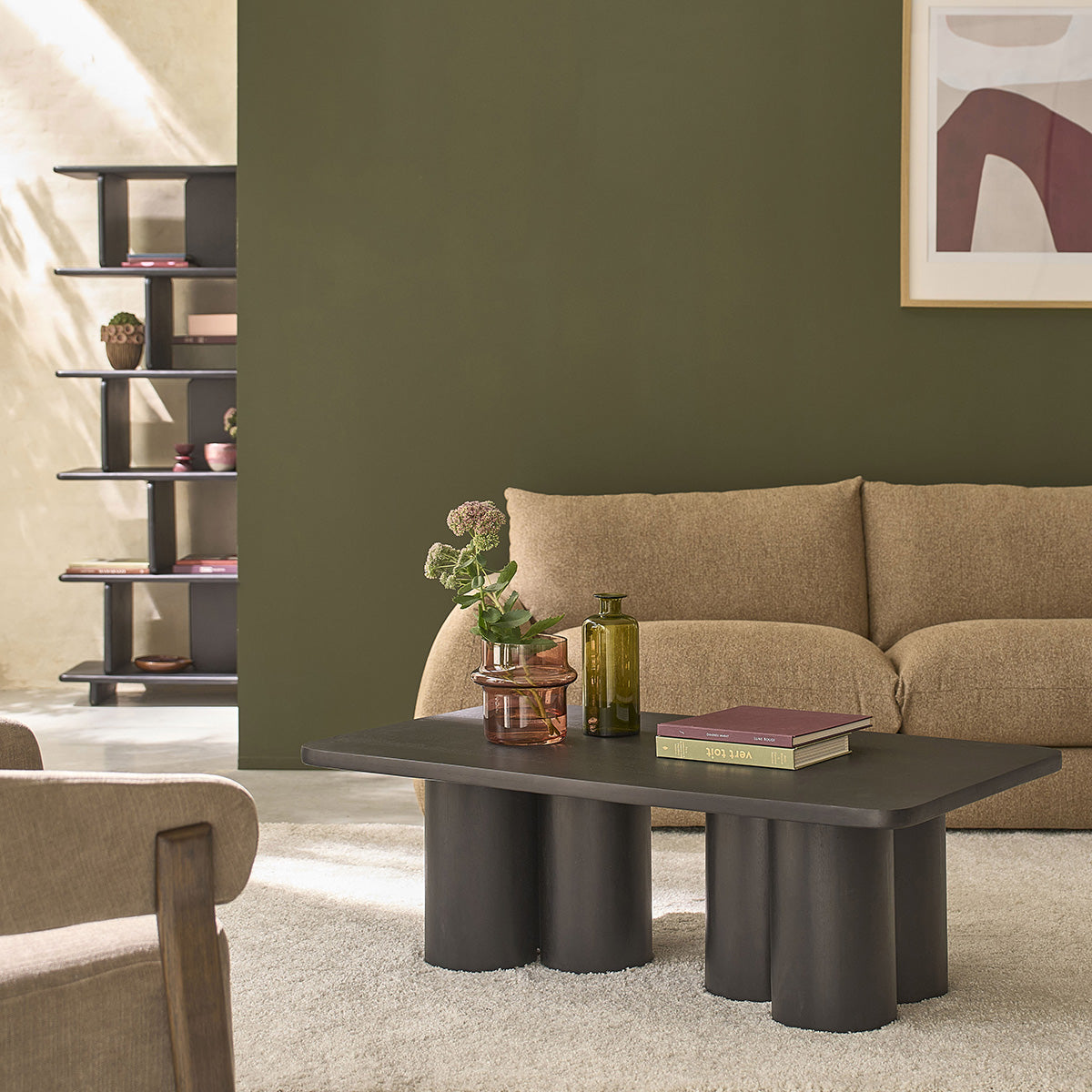CLEO - Table basse en manguier massif noir 120 cm