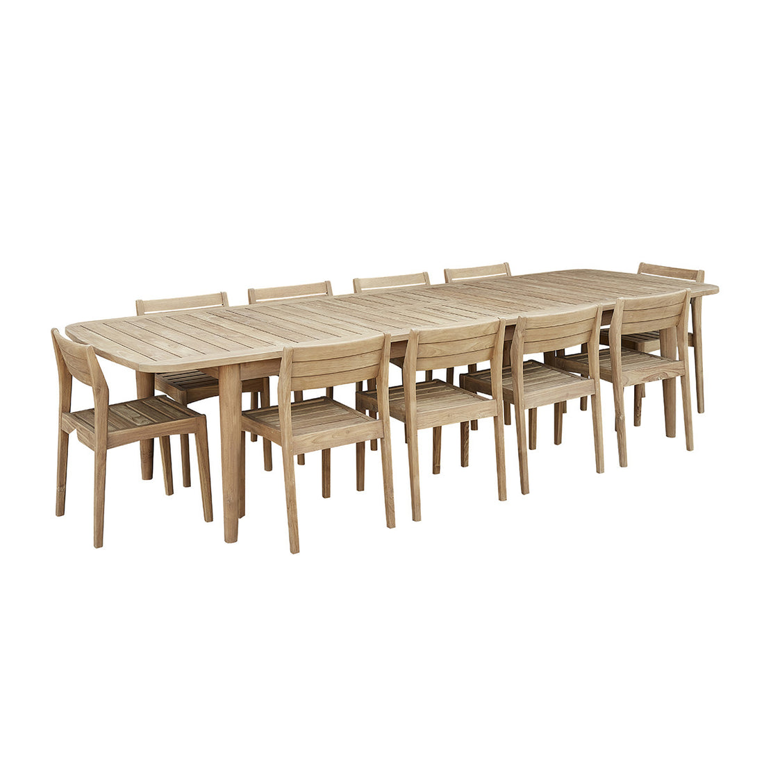 HORTENSE - Salon de jardin en teck massif recyclé extensible 10/12 pers.